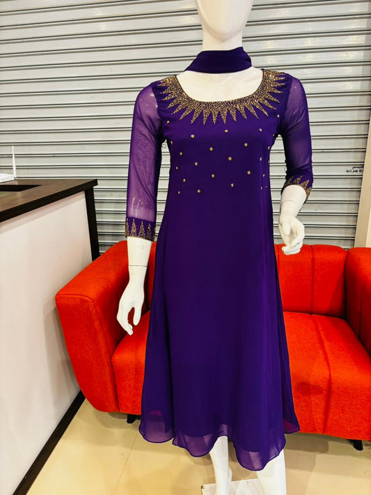 RD118 Handworked Aline Kurti With Dupatta