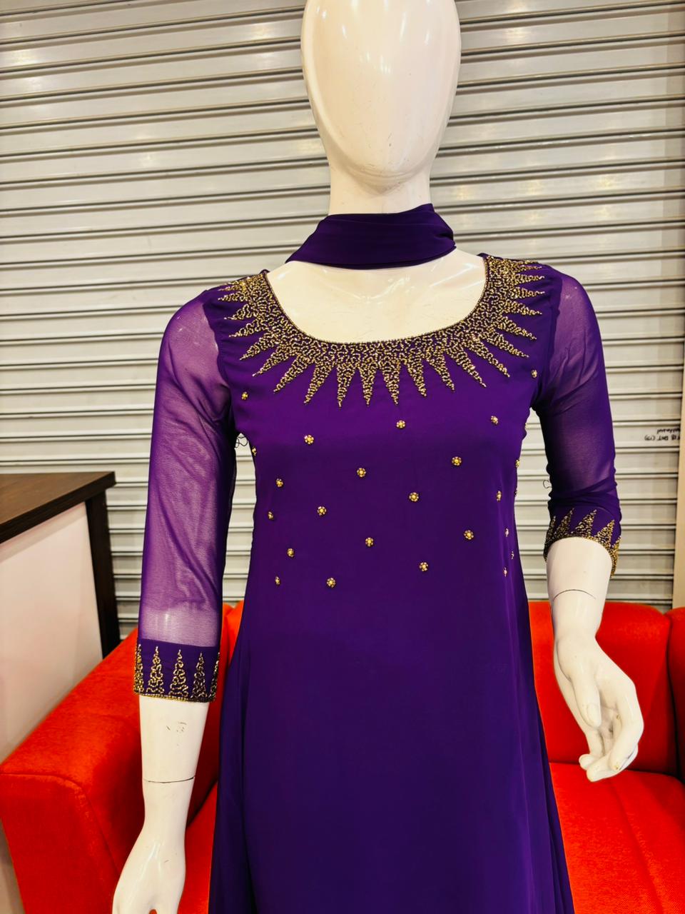 RD118 Handworked Aline Kurti With Dupatta
