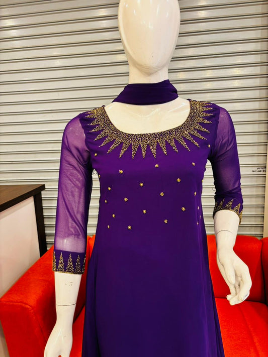 RD118 Handworked Aline Kurti With Dupatta