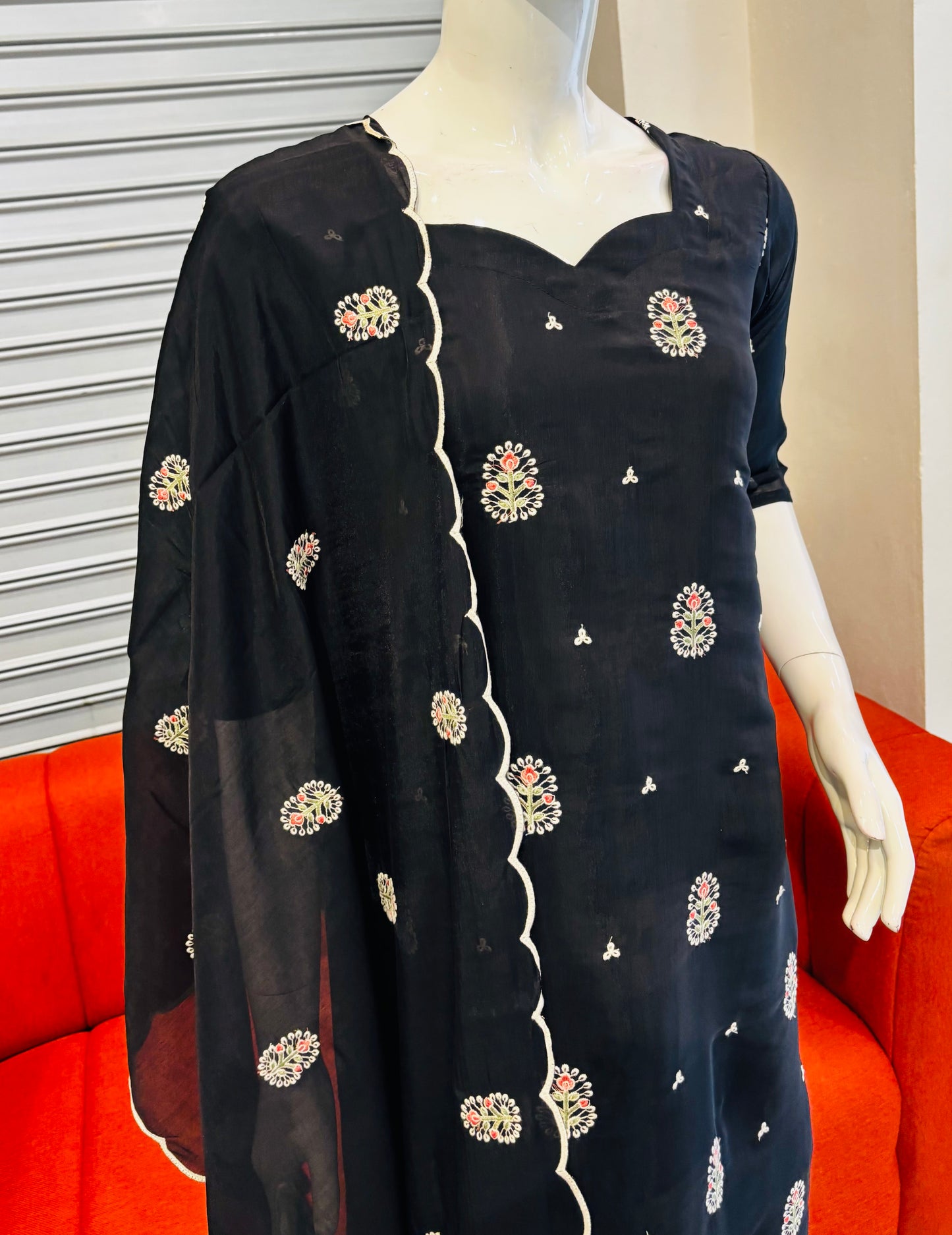 RD84-Premium Mul Chanderi  Aline Top With Dupatta Set