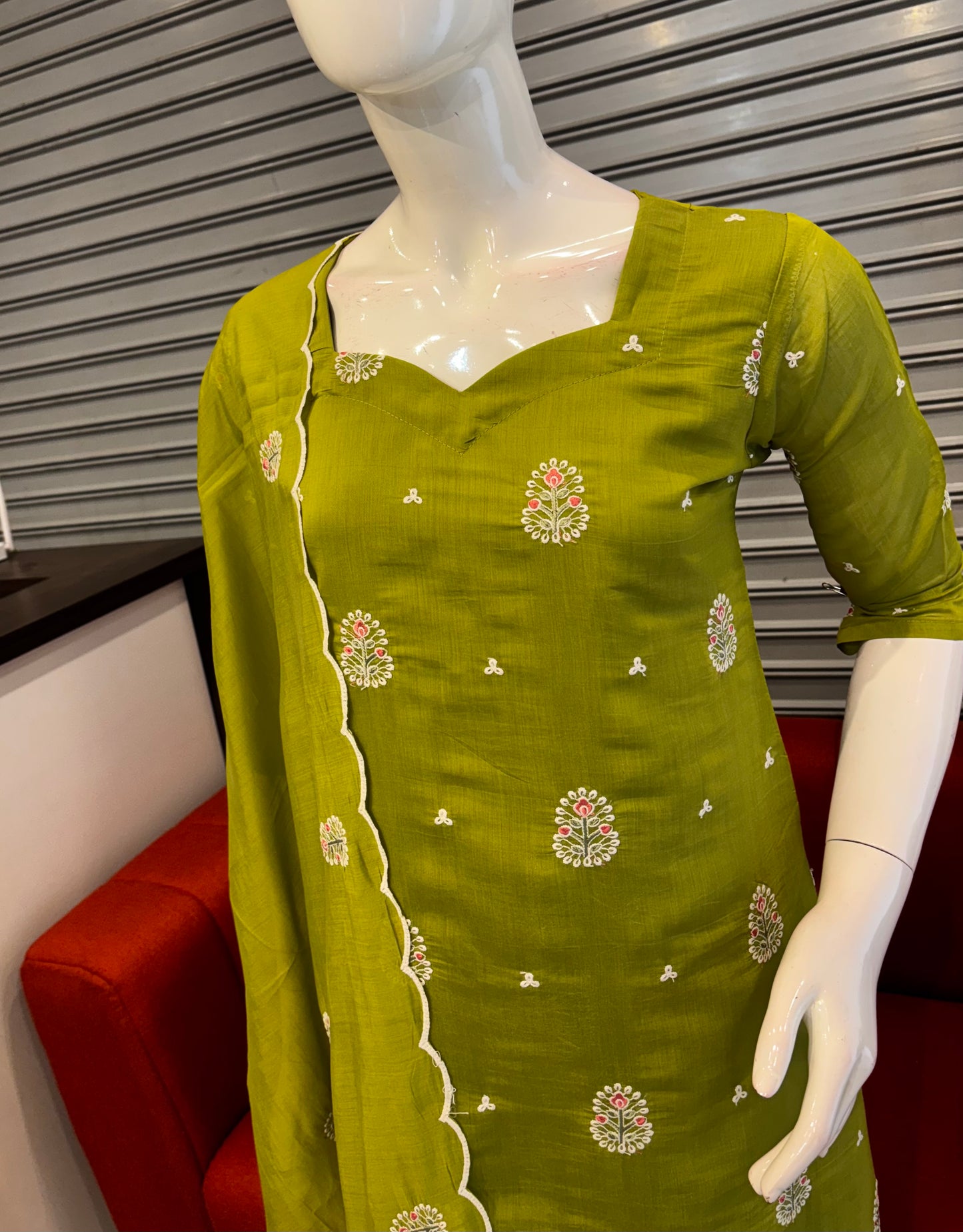 RD84-Premium Mul Chanderi  Aline Top With Dupatta Set