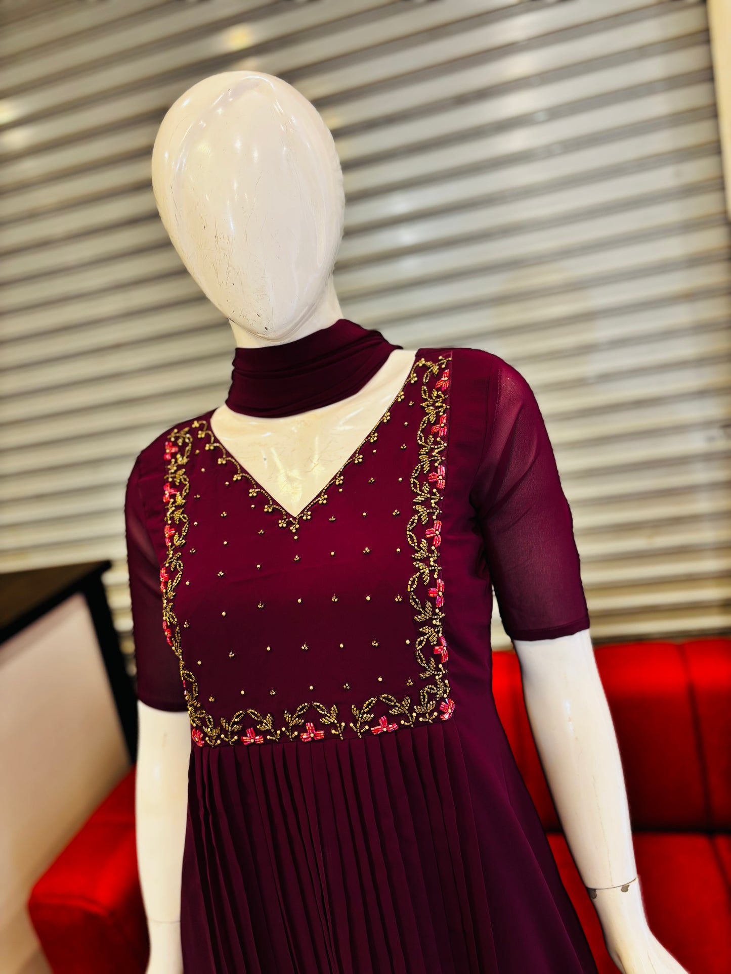 RD-302 Premium Partywear Kurti with Dupatta Set