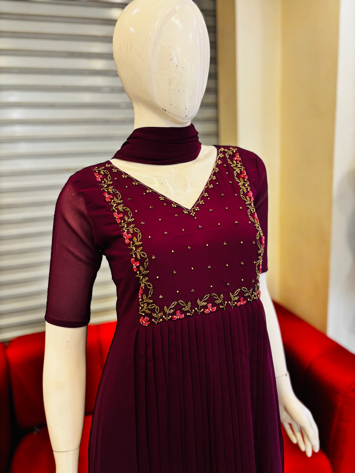 RD-302 Premium Partywear Kurti with Dupatta Set