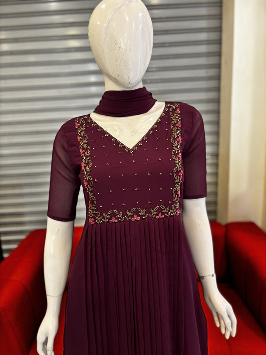 RD-302 Premium Partywear Kurti with Dupatta Set